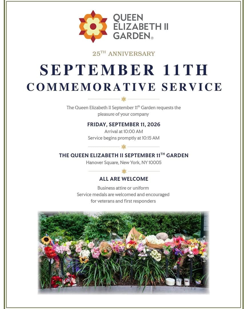 25th Anniversary September 11th Commemorative Service event poster
