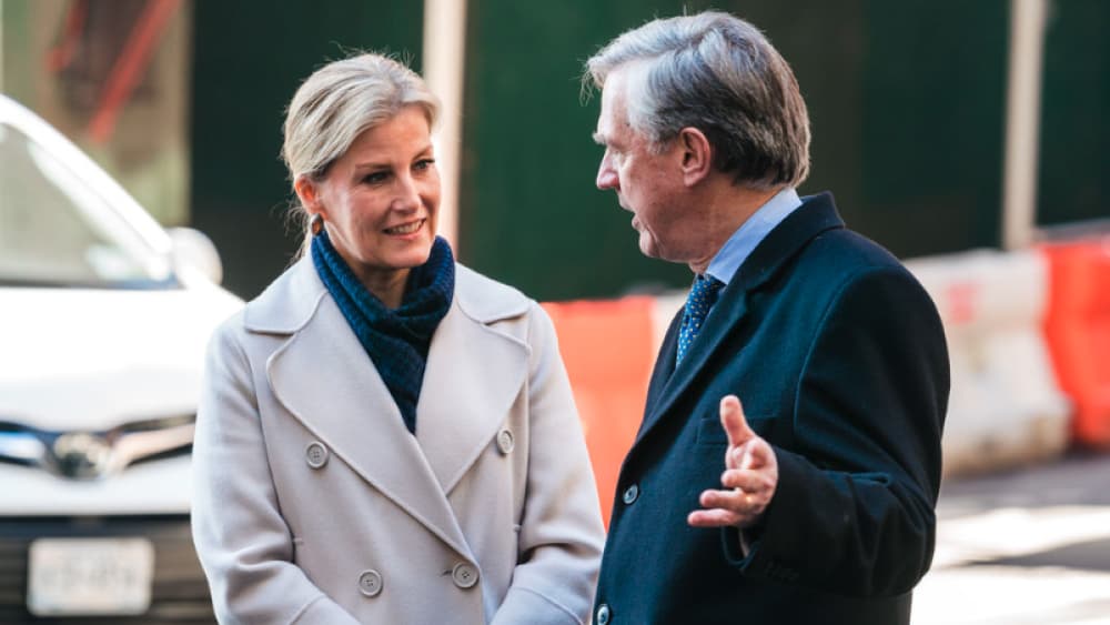 Princess Sophie speaking with a garden board member