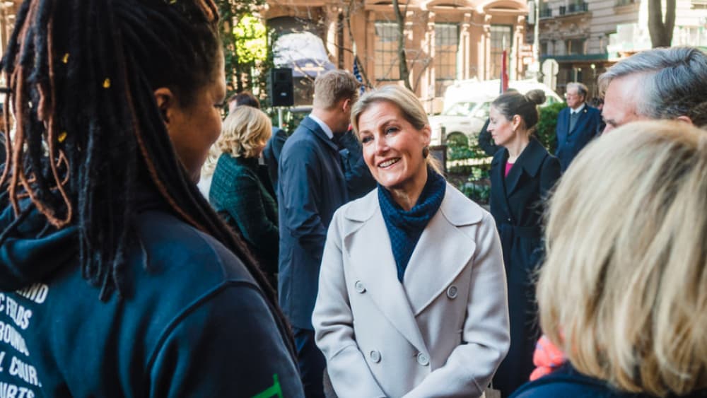 Princess Sophie greeting guests at the garden