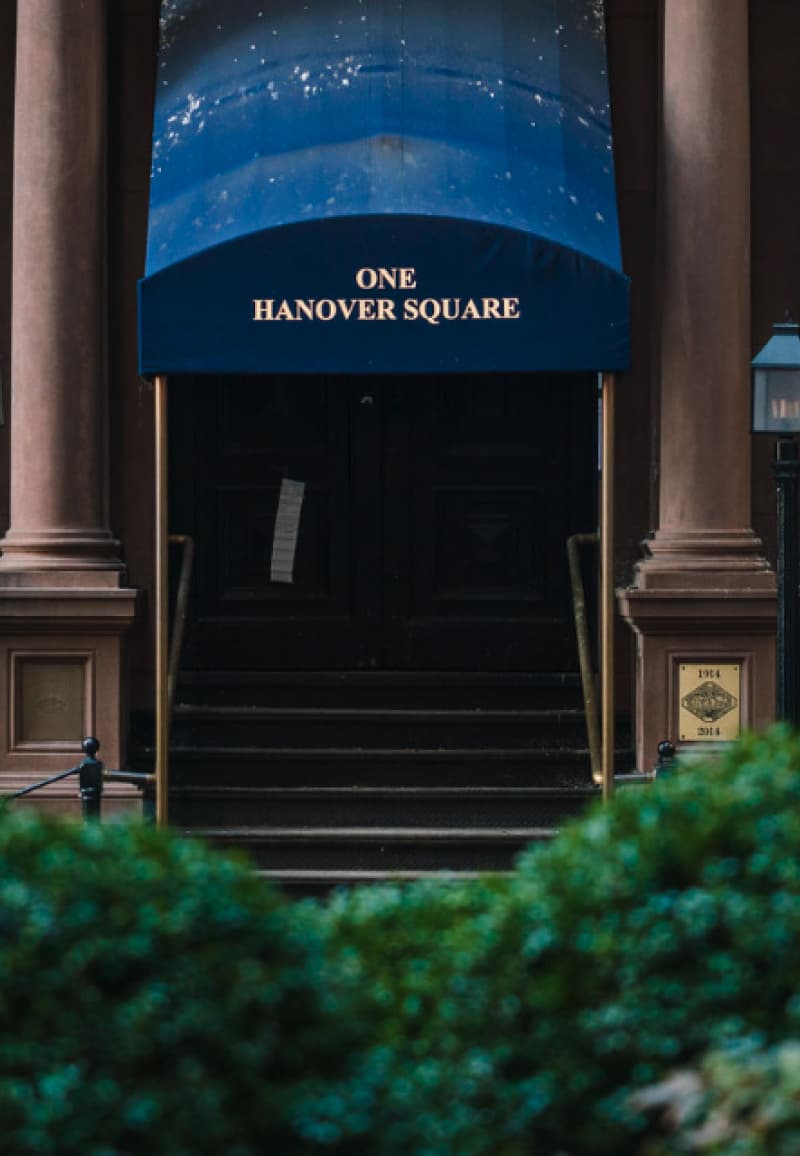 The entrance to One Hanover Square