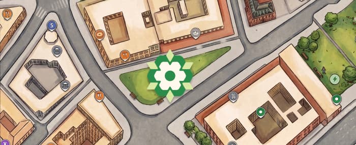 Map of the garden's location at Hanover Square